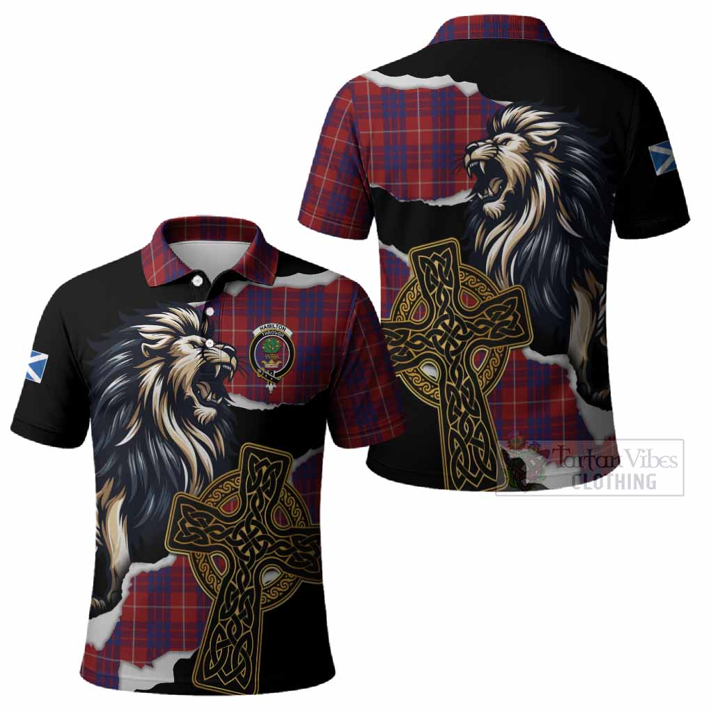 Hamilton Tartan Scottish Polo Shirt Lion Celtic Heritage