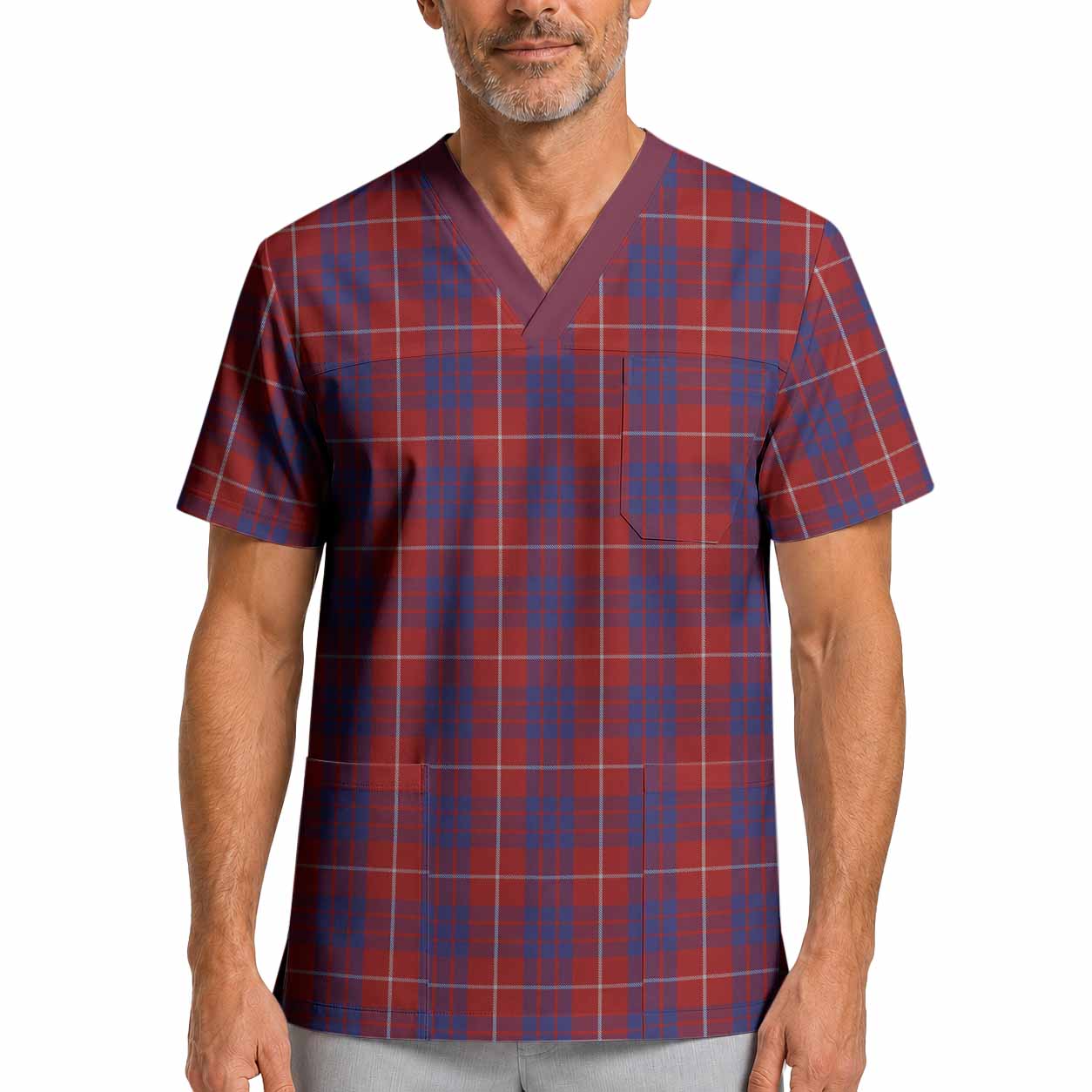 Hamilton Tartan Scrub Top XL - Tartan Vibes Clothing