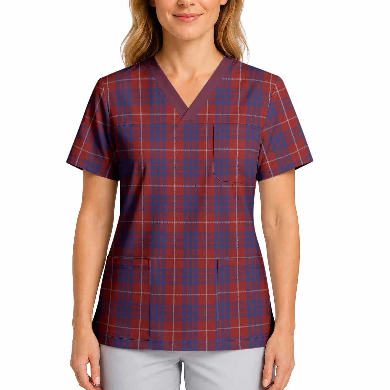 Hamilton Tartan Scrub Top 4XL - Tartan Vibes Clothing