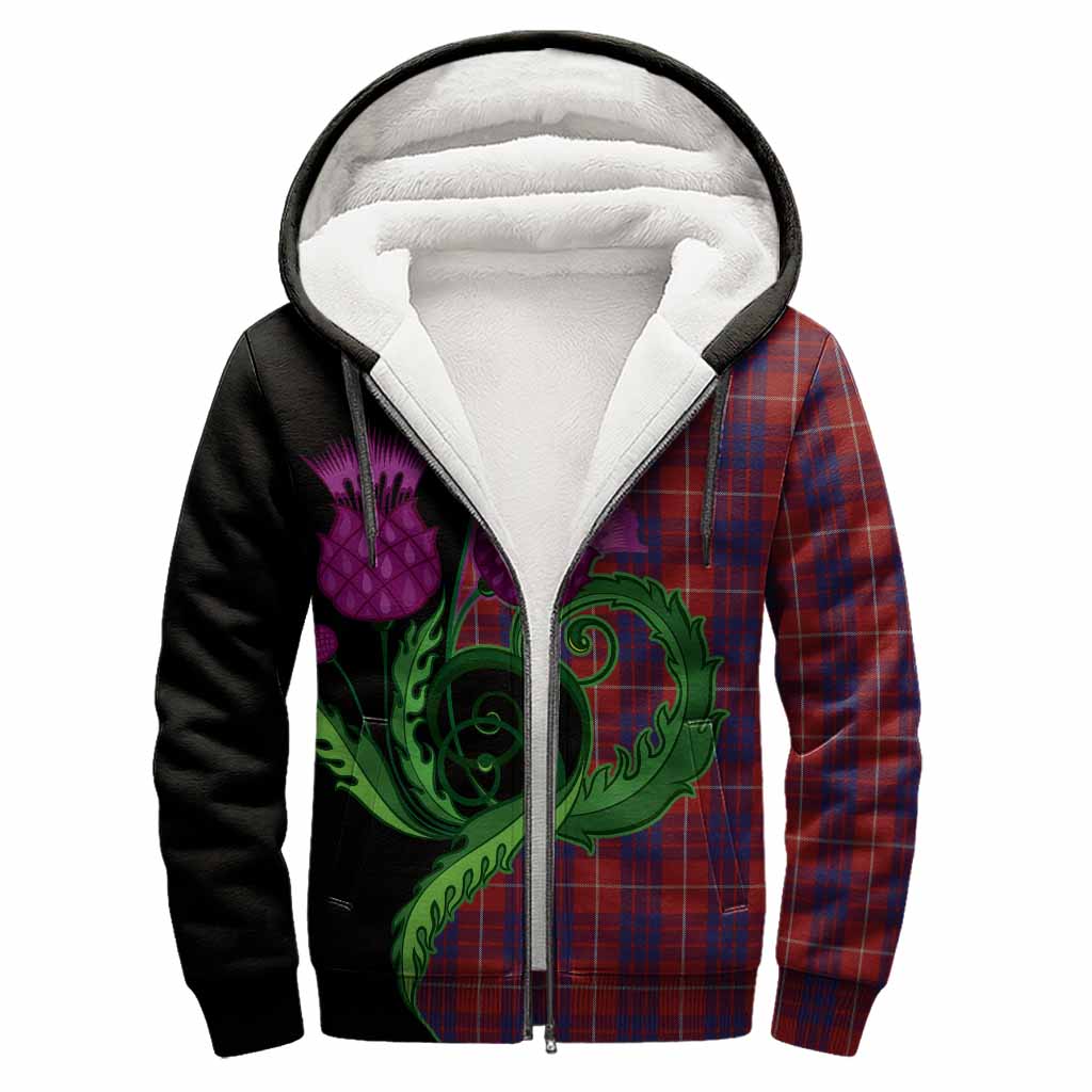 Hamilton Tartan Sherpa Hoodie Traditional Scottish Thistle