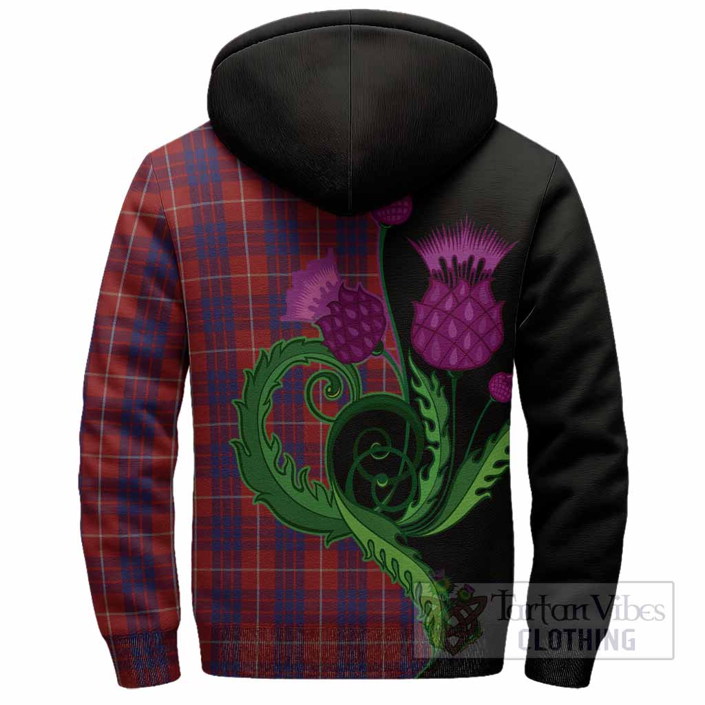 Hamilton Tartan Sherpa Hoodie Traditional Scottish Thistle