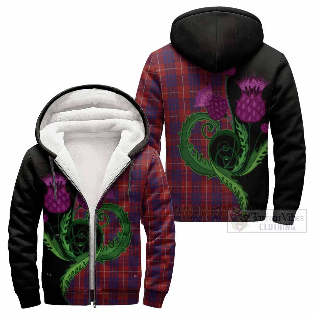 Hamilton Tartan Sherpa Hoodie Traditional Scottish Thistle