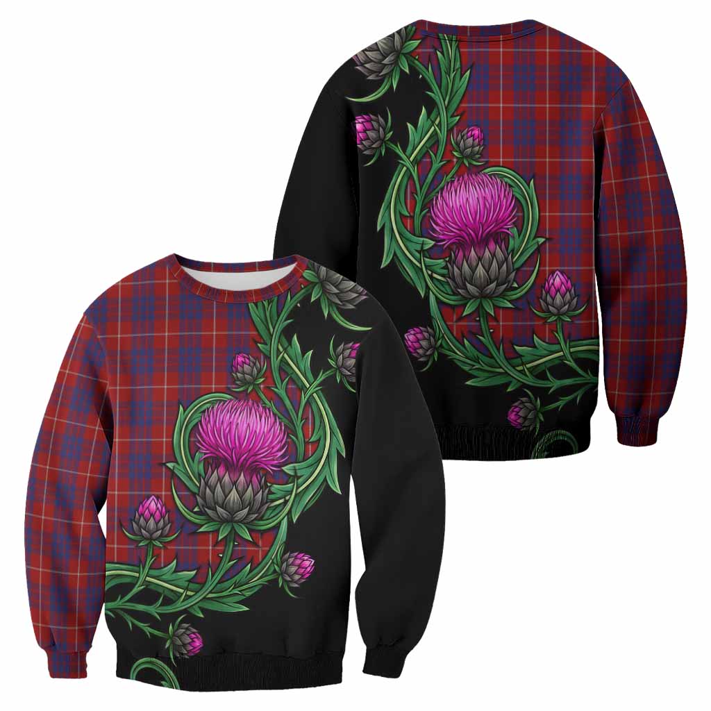Hamilton Tartan Sweatshirt Resilient Scottish Thistle - Tartan Vibes Clothing