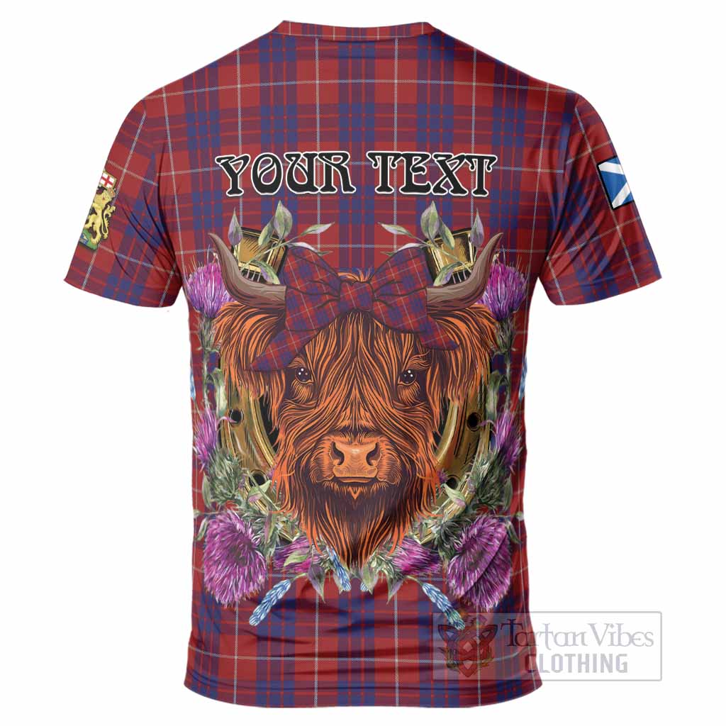 Hamilton Tartan T-Shirt Scottish Thistle Heilan Coo