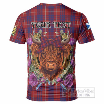 Hamilton Tartan T-Shirt Scottish Thistle Heilan Coo