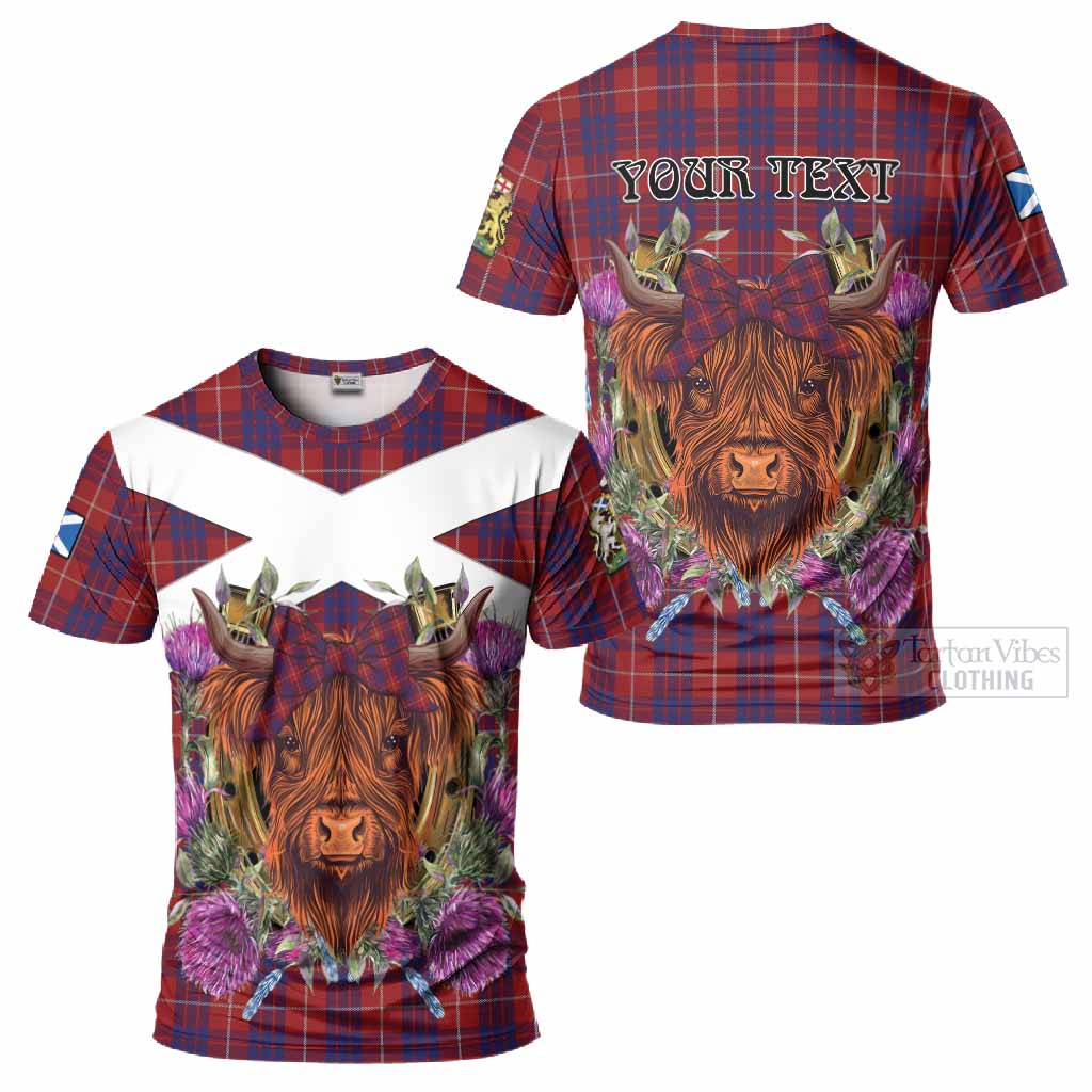 Hamilton Tartan T-Shirt Scottish Thistle Heilan Coo