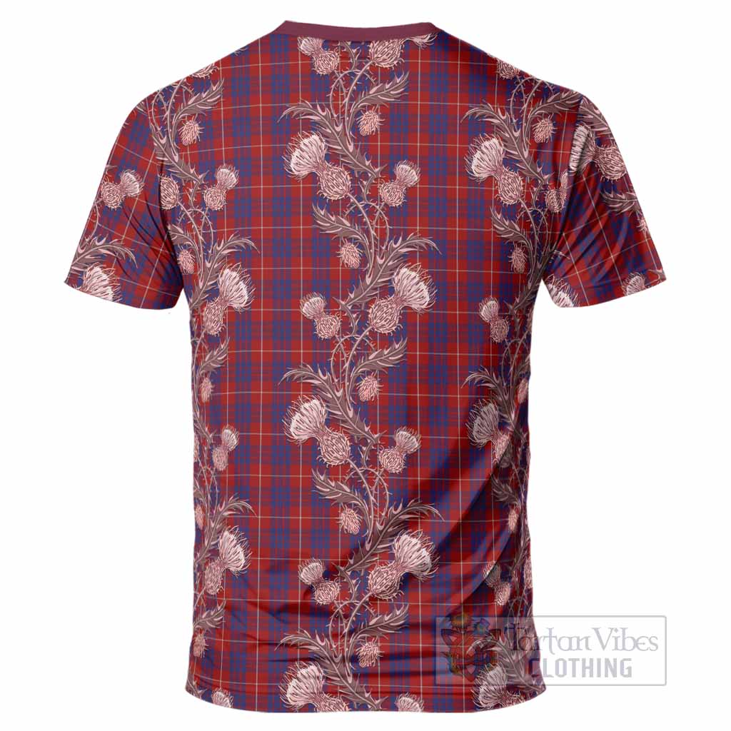Hamilton Tartan T-Shirt Seamless Scottish Thistle Flowers
