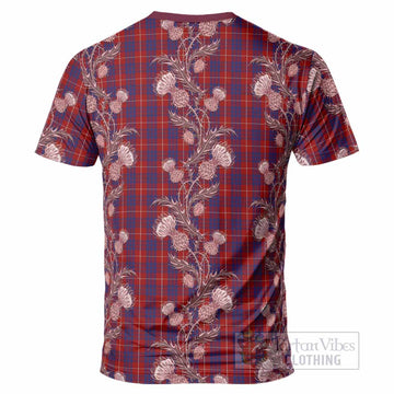 Hamilton Tartan T-Shirt Seamless Scottish Thistle Flowers