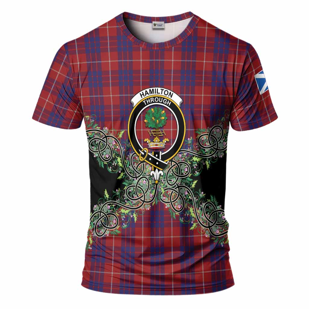 Hamilton Tartan T-Shirt Thistle Scottish Spirit
