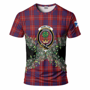 Hamilton Tartan T-Shirt Thistle Scottish Spirit