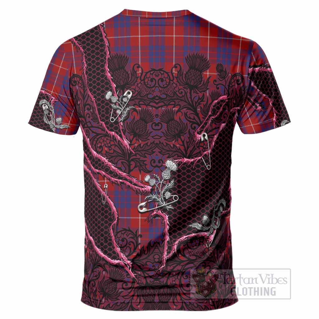 Hamilton Tartan Thistle Dark Gothic T-Shirt - Tartan Vibes Clothing