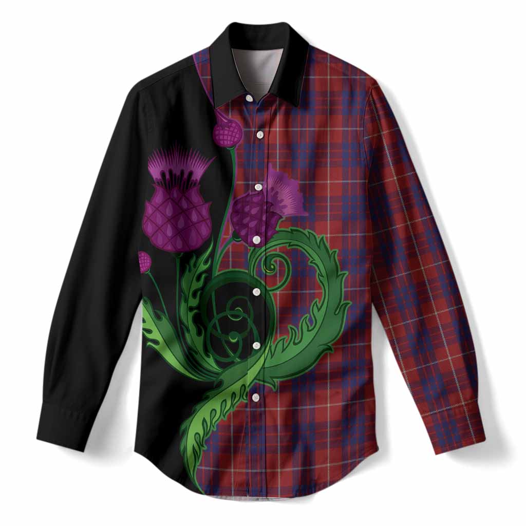 Hamilton Tartan Women Casual Shirt Traditional Scottish Thistle