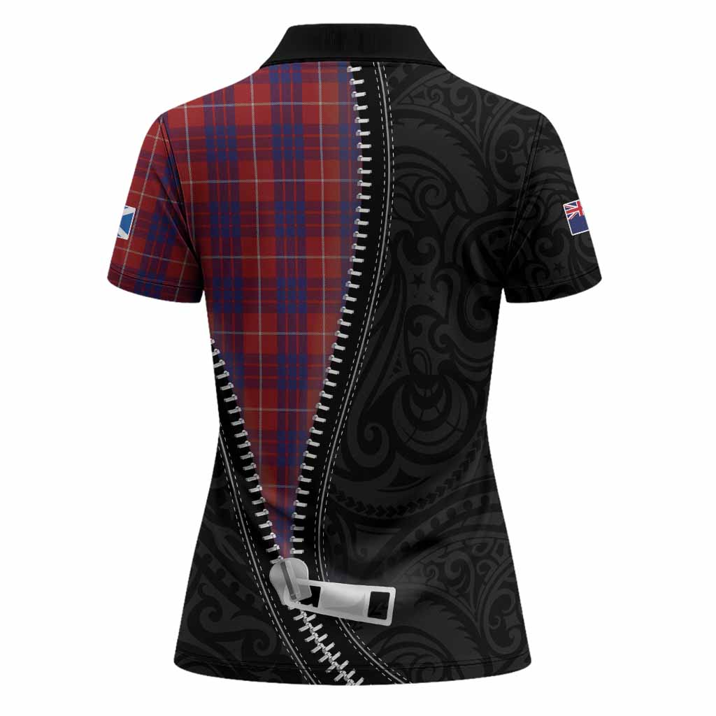 Hamilton Tartan Women Polo Shirt New Zealand Pattern Unique Zipper Stylized
