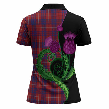 Hamilton Tartan Women Polo Shirt Traditional Scottish Thistle