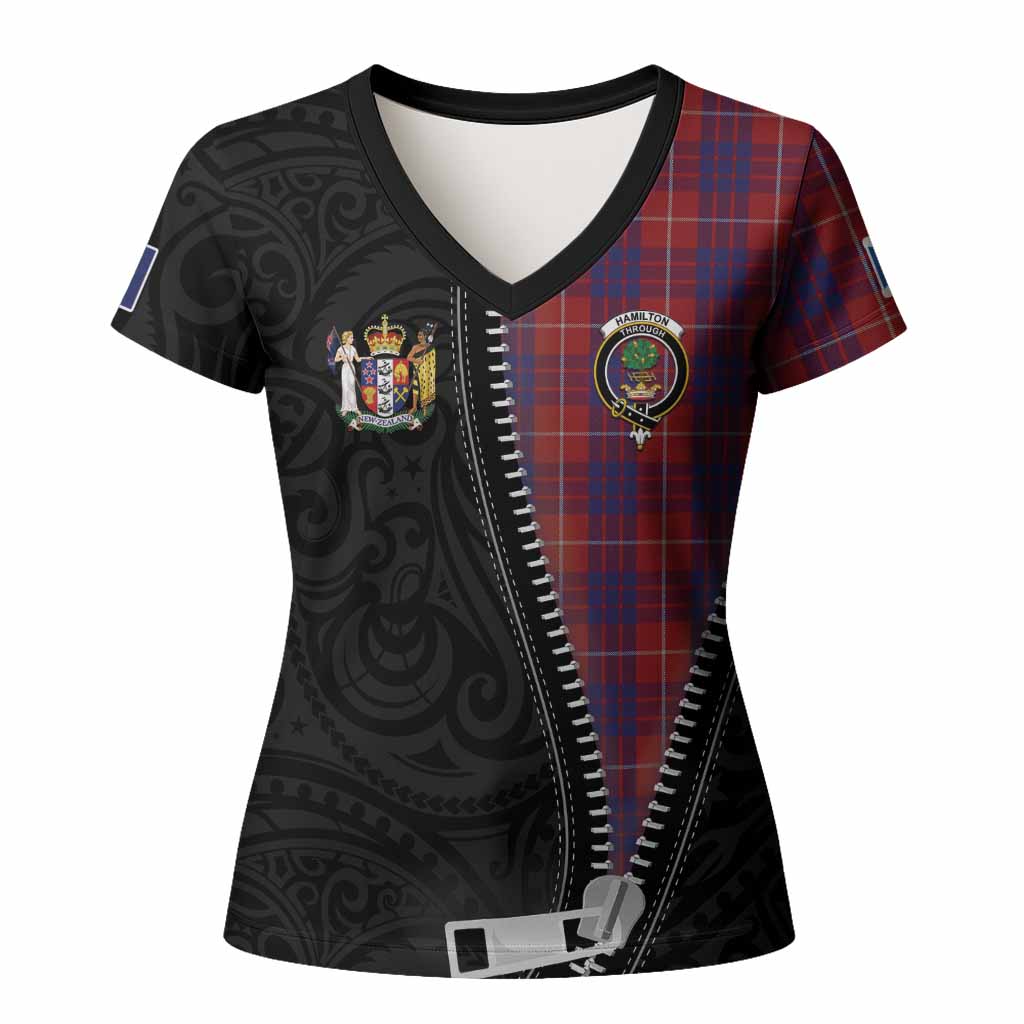 Hamilton Tartan Women T shirt New Zealand Pattern Unique Zipper Stylized