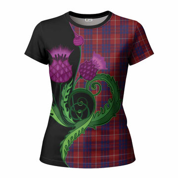 Hamilton Tartan Women T shirt Traditional Scottish Thistle