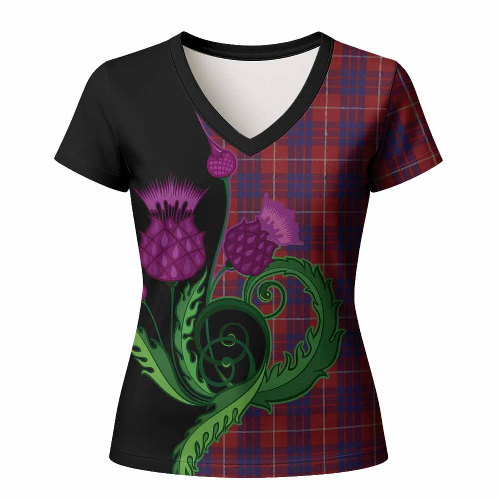 Hamilton Tartan Women T shirt Traditional Scottish Thistle