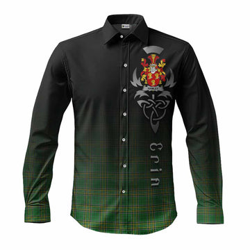 Tartan Vibes Clothing Hamley Irish Clan Long Sleeve Button Shirt with Coat of Arms Erin Go Bragh Celtic Inspired