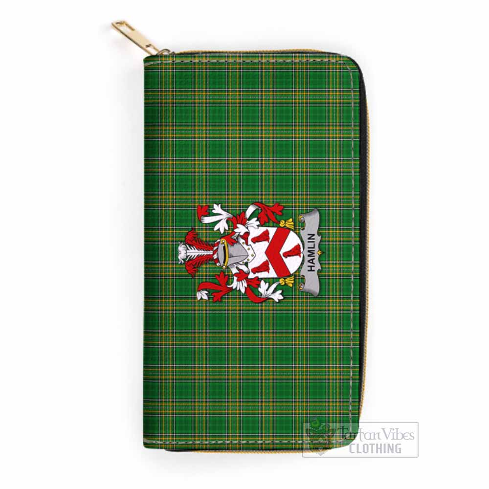 Tartan Vibes Clothing Hamlin Irish Clan Tartan Women's Leather Wallet with Coat of Arms