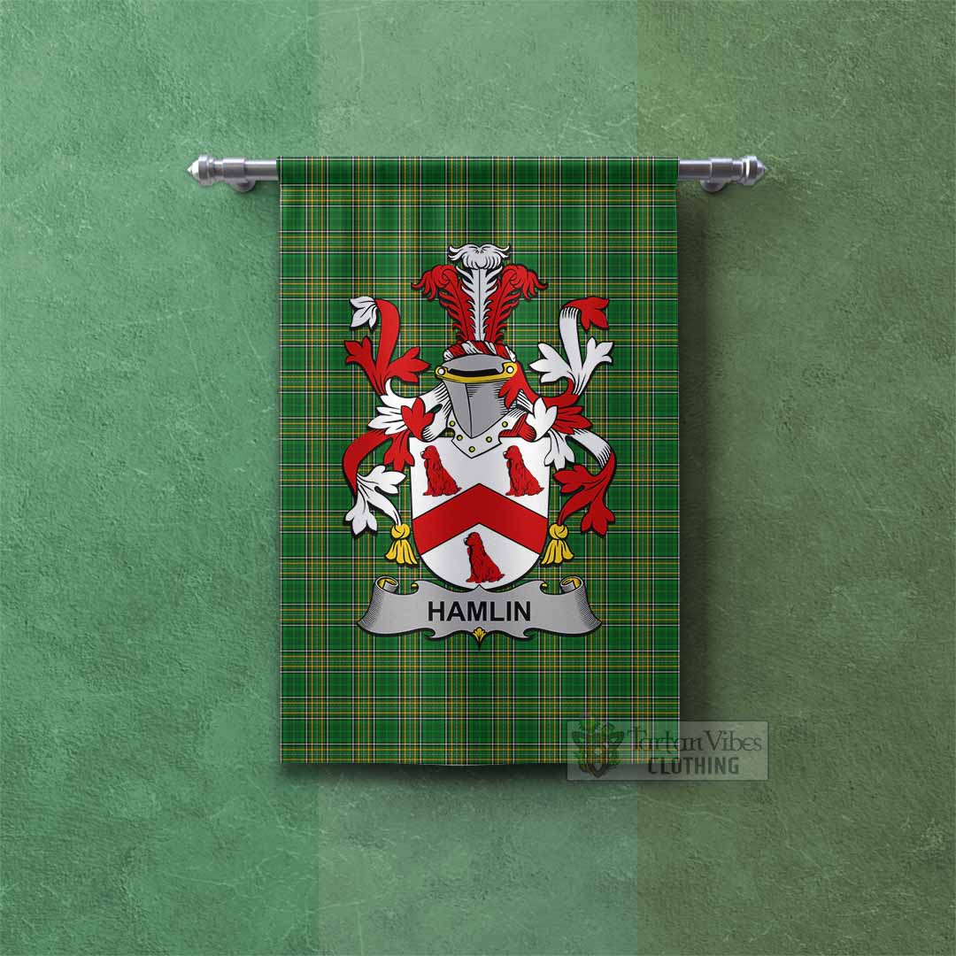 Hamlin Irish Clan Tartan Gonfalon, Tartan Banner with Coat of Arms Rectangle - Tartan Vibes Clothing
