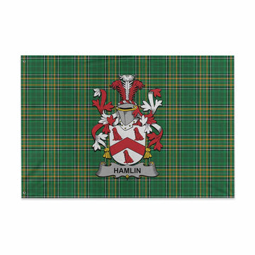 Hamlin Irish Clan Tartan House Flag with Coat of Arms