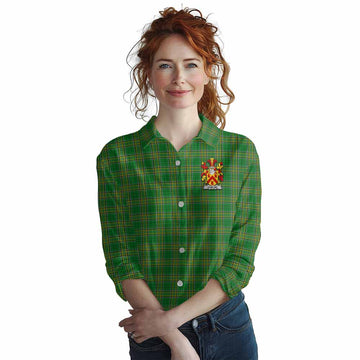 Tartan Vibes Clothing Hamline Irish Clan Tartan Women's Casual Shirt with Coat of Arms