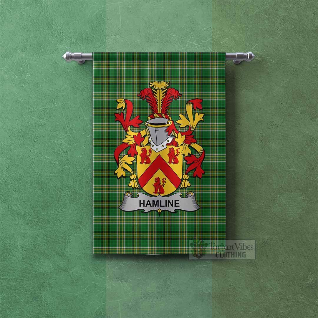 Tartan Vibes Clothing Hamline Irish Clan Tartan Gonfalon, Tartan Banner with Coat of Arms