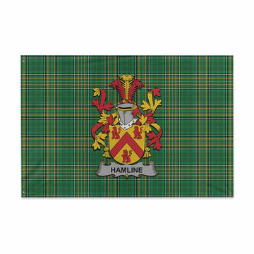 Hamline Irish Clan Tartan House Flag with Coat of Arms