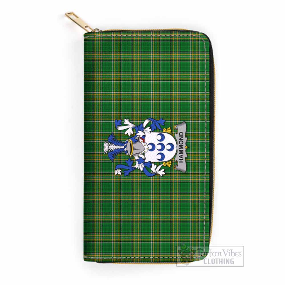 Tartan Vibes Clothing Hammond Irish Clan Tartan Women's Leather Wallet with Coat of Arms