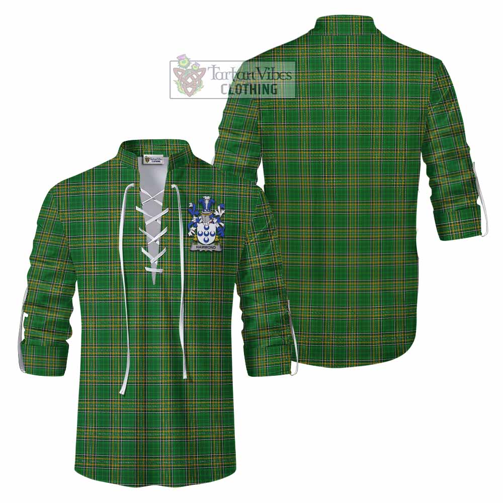 Tartan Vibes Clothing Hammond Irish Clan Tartan Ghillie Kilt Shirt with Coat of Arms