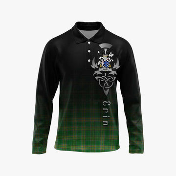 Hand Irish Clan Long Sleeve Polo Shirt with Coat of Arms Erin Go Bragh Celtic Inspired Unisex - Tartan Vibes Clothing