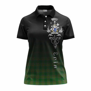 Hand Irish Clan Women's Polo Shirt with Coat of Arms Erin Go Bragh Celtic Inspired Women - Tartan Vibes Clothing
