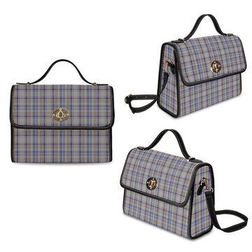Tartan Vibes Clothing Handwriting Tartan Leather Strap Waterproof Canvas Bag