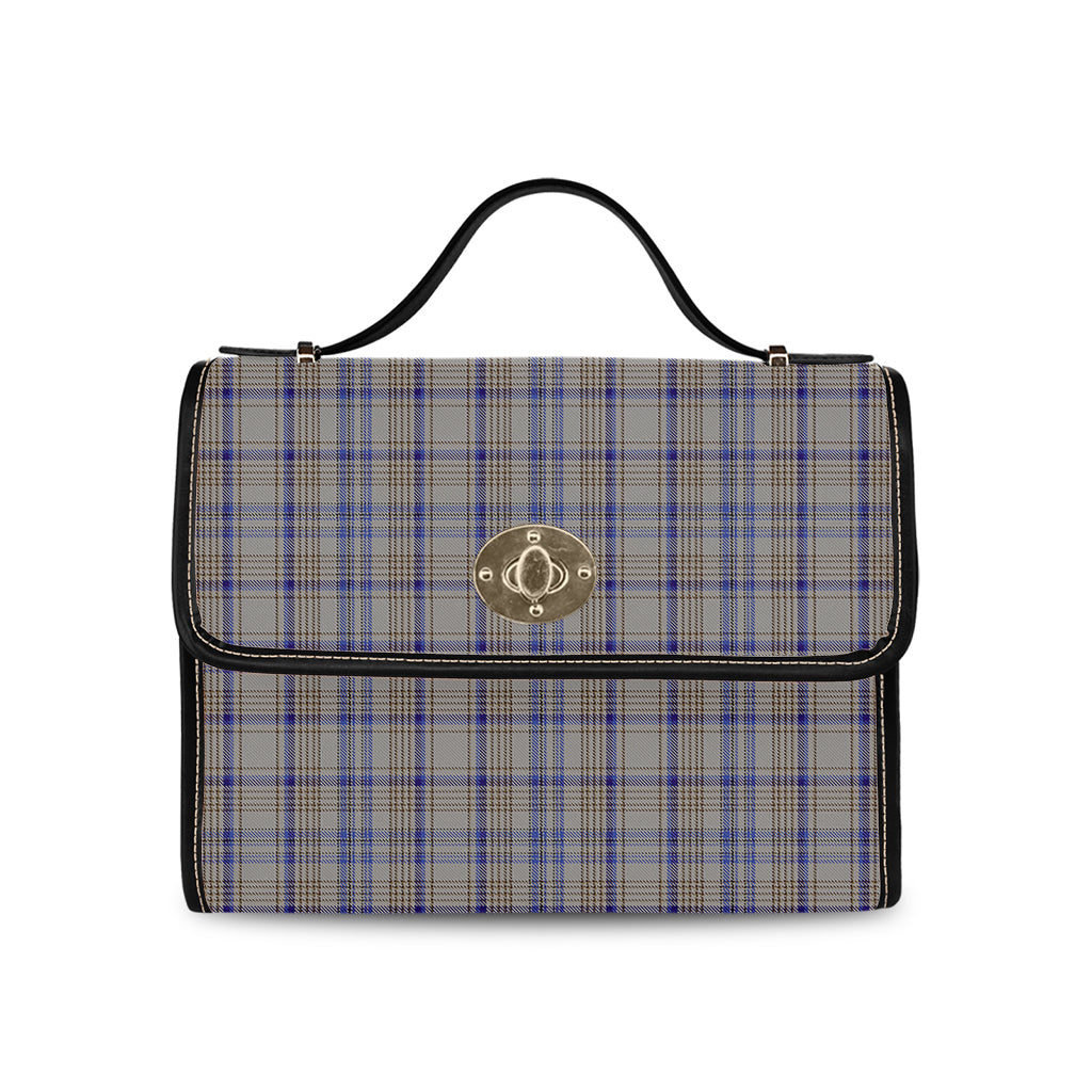 Tartan Vibes Clothing Handwriting Tartan Leather Strap Waterproof Canvas Bag