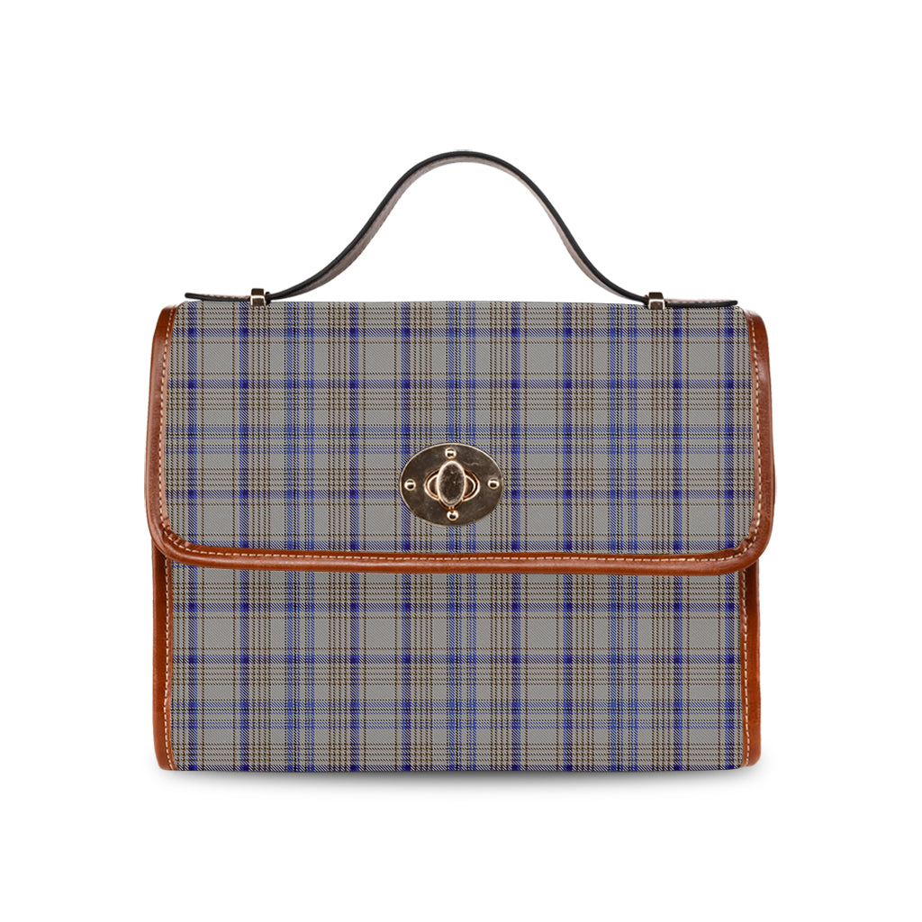 Tartan Vibes Clothing Handwriting Tartan Leather Strap Waterproof Canvas Bag