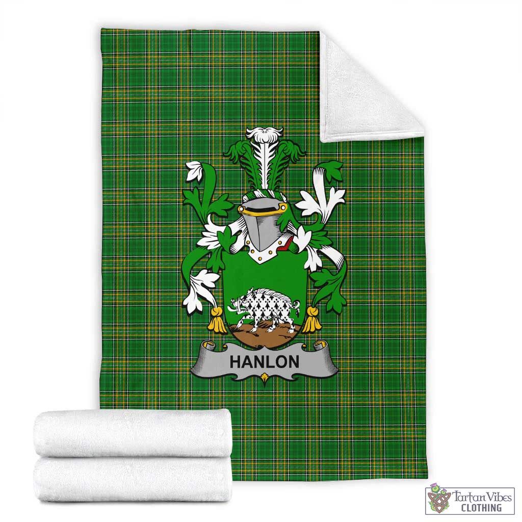 Hanlon Irish Clan Tartan Blanket with Coat of Arms X-Large 59 x 79 inches 150 x 200 cm - Tartan Vibes Clothing