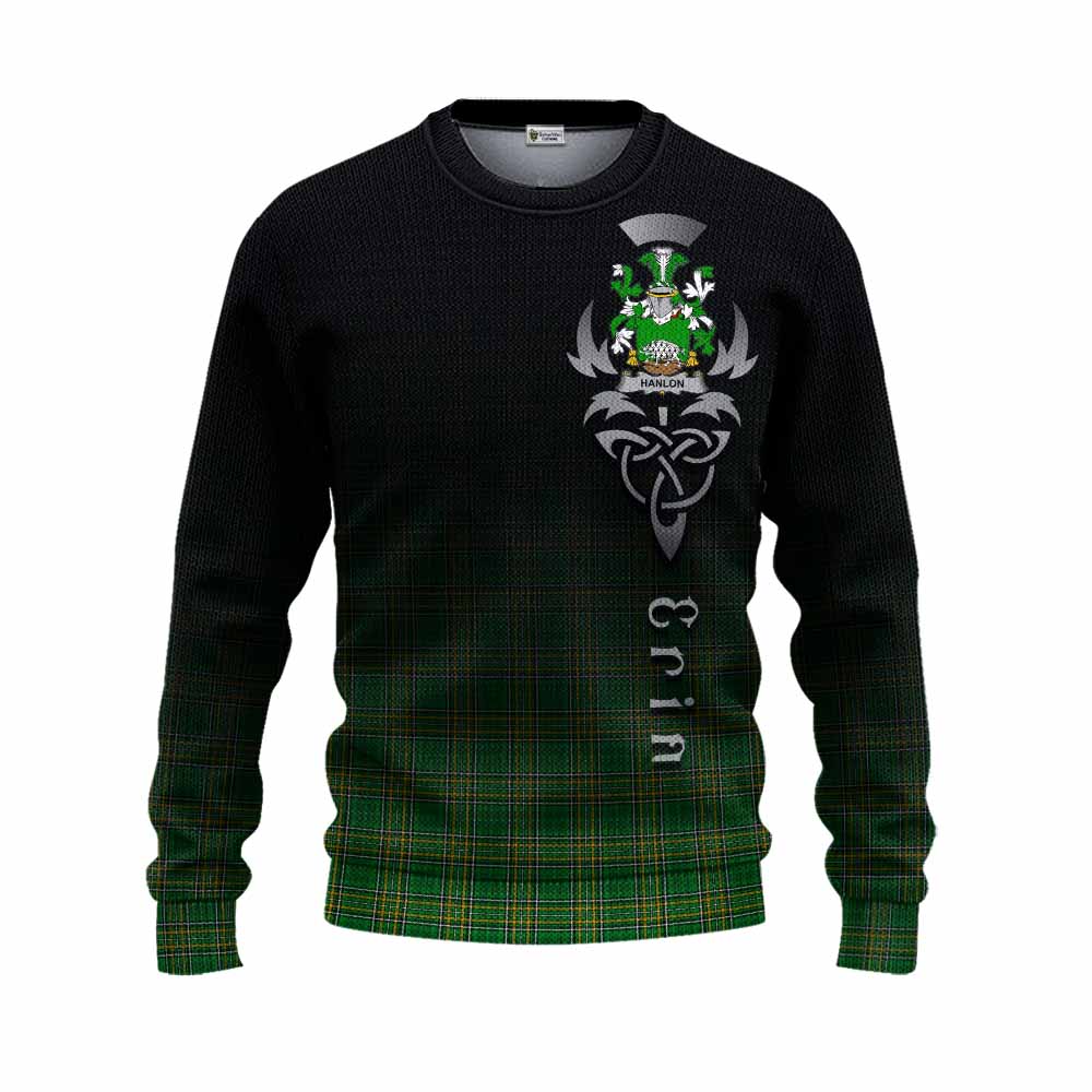 Hanlon Irish Clan Knitted Sweater with Coat of Arms Erin Go Bragh Celtic Inspired Unisex - Tartan Vibes Clothing