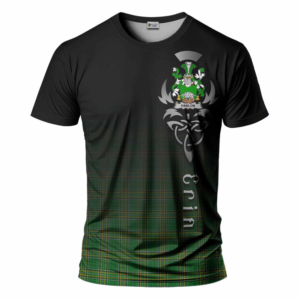 Tartan Vibes Clothing Hanlon Irish Clan T-Shirt with Coat of Arms Erin Go Bragh Celtic Inspired