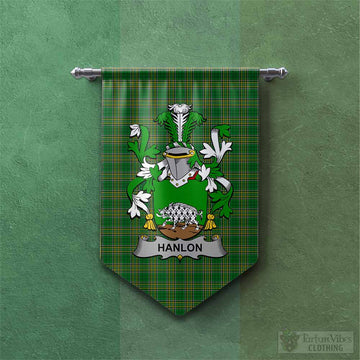 Hanlon Irish Clan Tartan Gonfalon, Tartan Banner with Coat of Arms