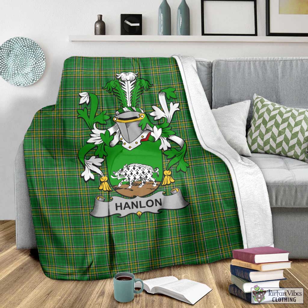 Hanlon Irish Clan Tartan Blanket with Coat of Arms - Tartan Vibes Clothing