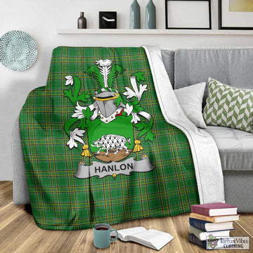 Tartan Vibes Clothing Hanlon Irish Clan Tartan Blanket with Coat of Arms
