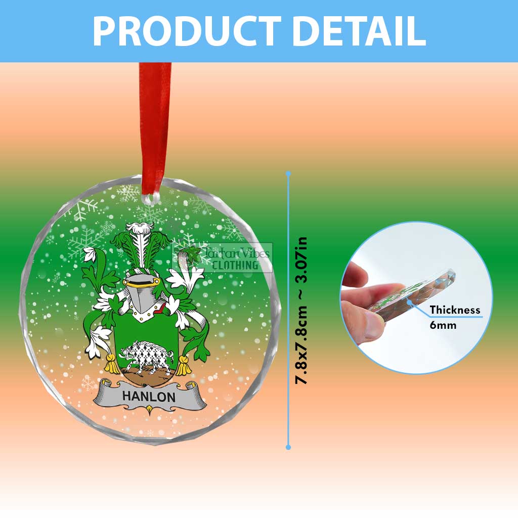 Hanlon Irish Clan Christmas Glass Ornament with Coat of Arms - 2D-tartanvibesclothing