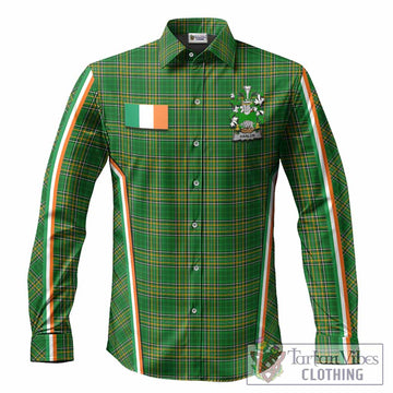 Hanlon Irish Clan Coat of Arm Tartan Long Sleeve Button Shirts Flag Style