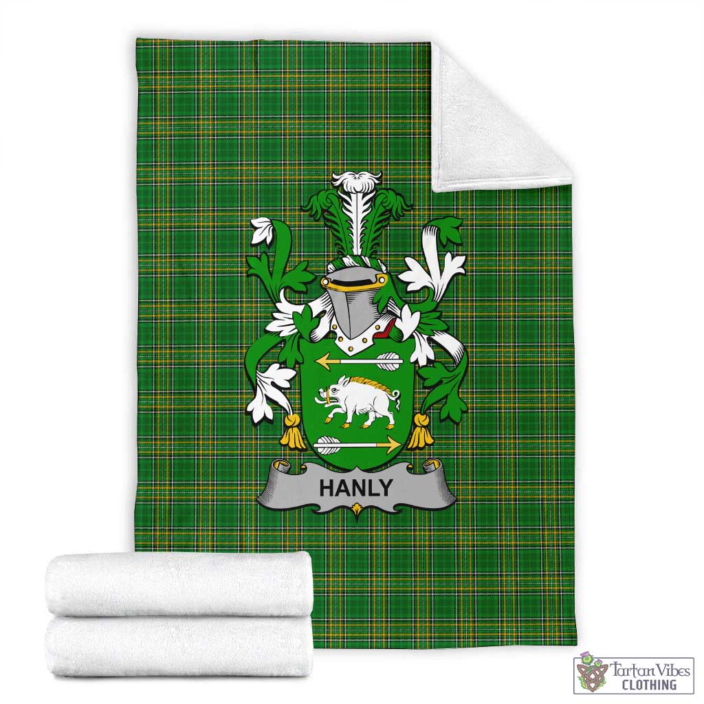 Hanly Irish Clan Tartan Blanket with Coat of Arms X-Large 59 x 79 inches 150 x 200 cm - Tartan Vibes Clothing