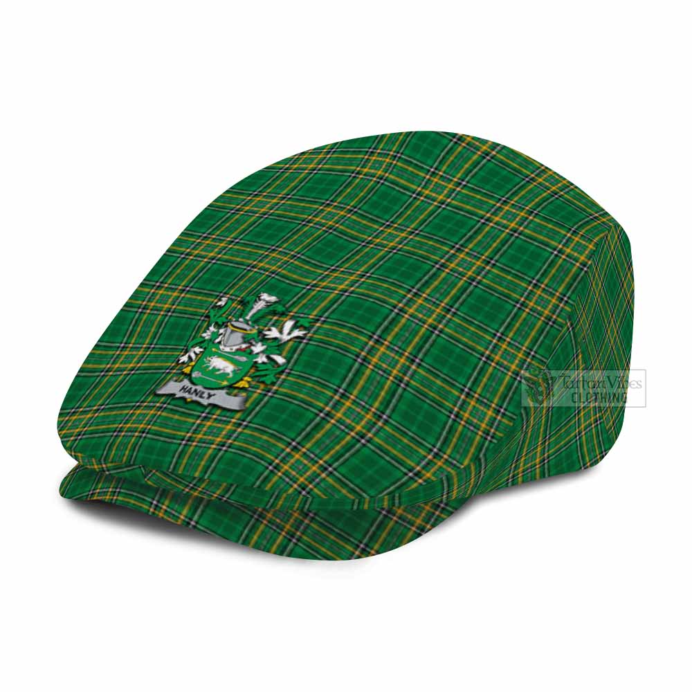 Hanly Irish Clan Tartan Jeff Cap, Tartan Flat Cap with Coat of Arm - Tartan Vibes Clothing