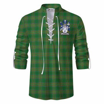 Hanna Irish Clan Tartan Ghillie Kilt Shirt with Coat of Arms Men - Tartan Vibes Clothing