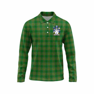 Hanna Irish Clan Tartan Long Sleeve Polo Shirt with Coat of Arms Unisex - Tartan Vibes Clothing