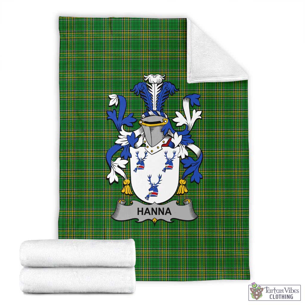 Hanna Irish Clan Tartan Blanket with Coat of Arms X-Large 59 x 79 inches 150 x 200 cm - Tartan Vibes Clothing