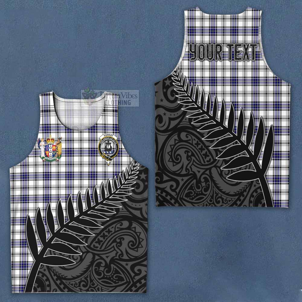 Tartan Vibes Clothing Hannay Crest Tartan Men's Tank Top with New Zealand Silver Fern Half Style
