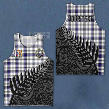 Tartan Vibes Clothing Hannay Crest Tartan Men's Tank Top with New Zealand Silver Fern Half Style